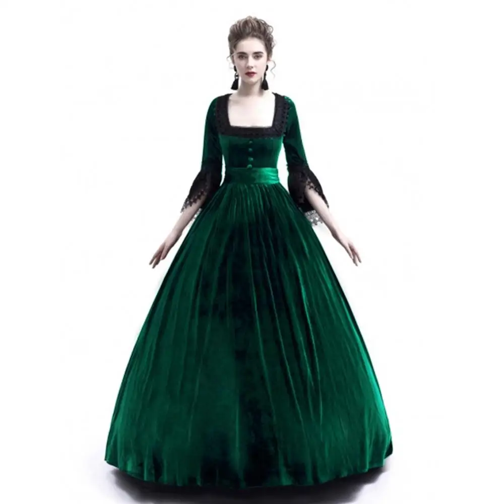 New Vintage Dresses Women Long Dress Plus Size Retro Renaissance Gothic Clothes Prom Party Dress Low Cut Dresses