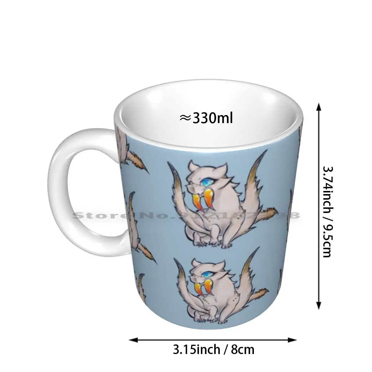 Chibi Barioth Ceramic Mugs Coffee Cups Milk Tea Mug Monster Hunter Mh Mhw Monster Hunter World Monster Hunter Generations