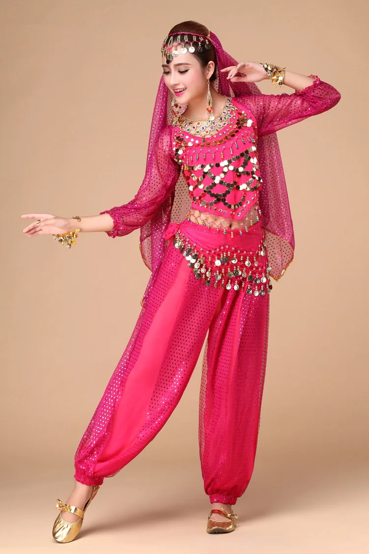 6 colors adult belly dance suit high quality chiffon belly dance performance costume India Dance Costume Outfit Dance Wear