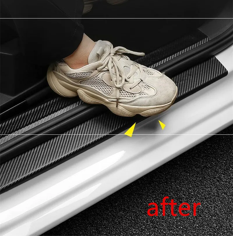 3D Carbon Fiber Carbon Fiber Sill Scuff Anti Scratch Threshold Car Sticker Door Sill Side Mirror Tape Waterproof Protection Film