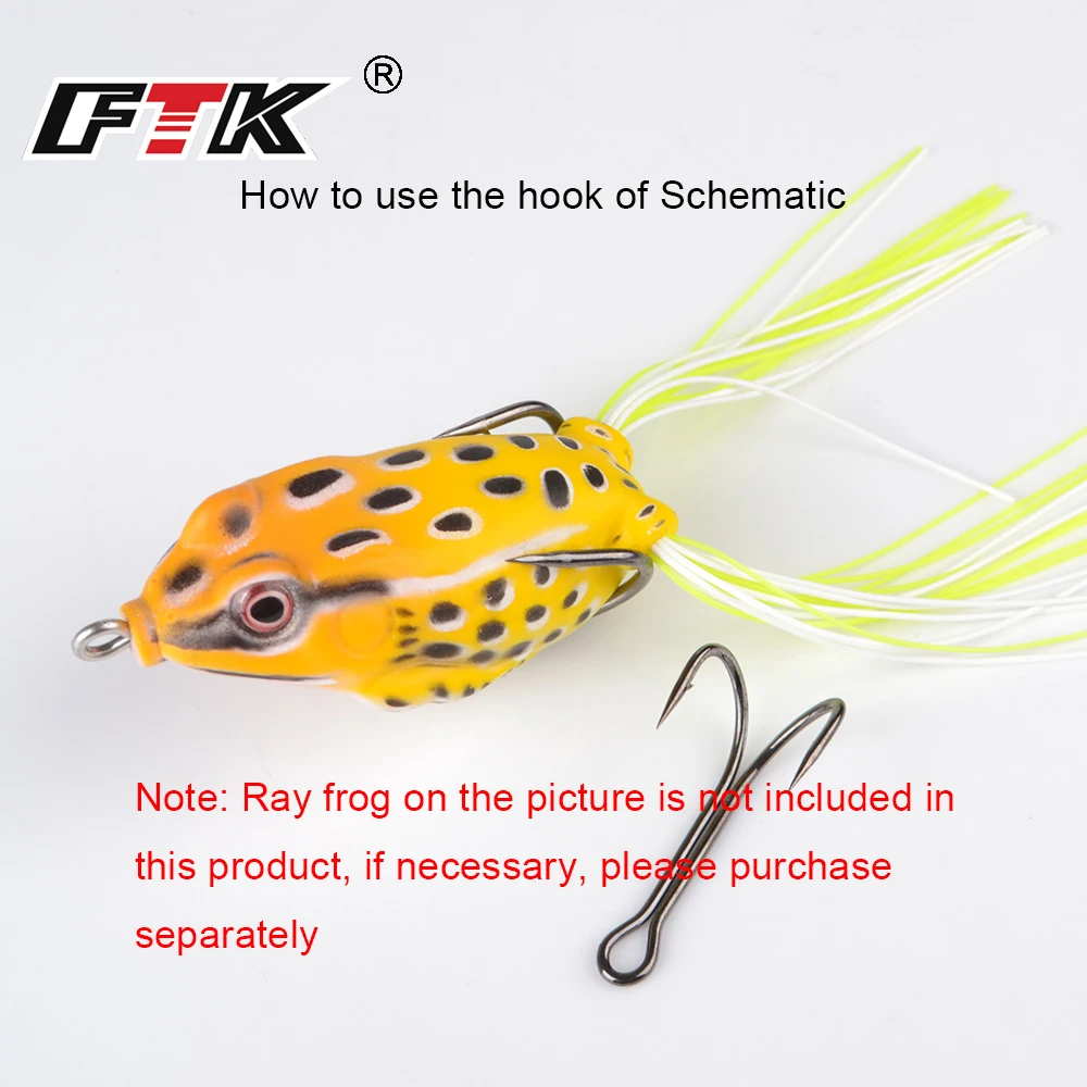 FTK 10-20pcs Double Hook Frog Lure Fishing High Carbon Steel Hook 3/0-6# Fly Tying Worm Silicone Bait Double Fishing Hook