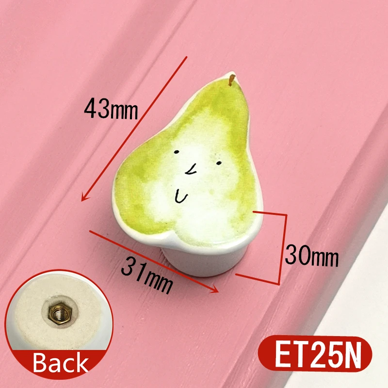 1PCS Ceramic Handles Cartoon Fruits Cabinet Knobs Children Room Kitchen Door Wardrobe Cabinet Cupboard Drawer Pulls