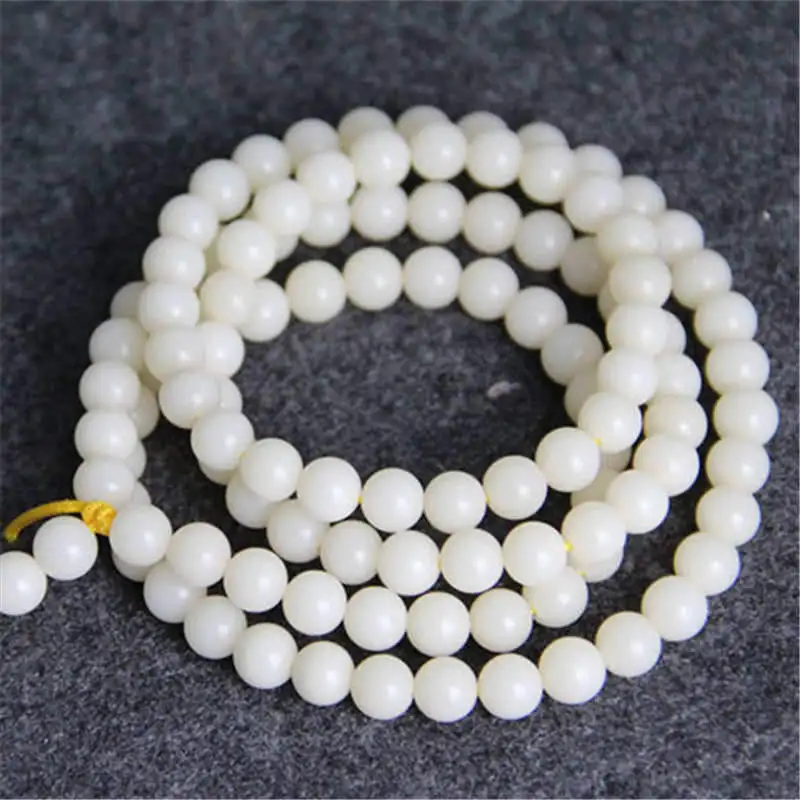 Natural 114PCS White Talipot Palm Bodhi Round Beads 8mm Good For Making Mala Bracelets Necklace TSB0206