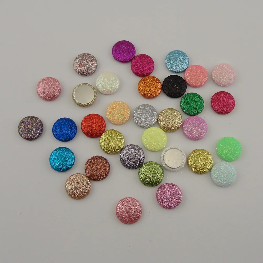 

10PCS 2.0cm Round Glitter Buttons with flat back bling bling powder Beads for DIY hair accessories