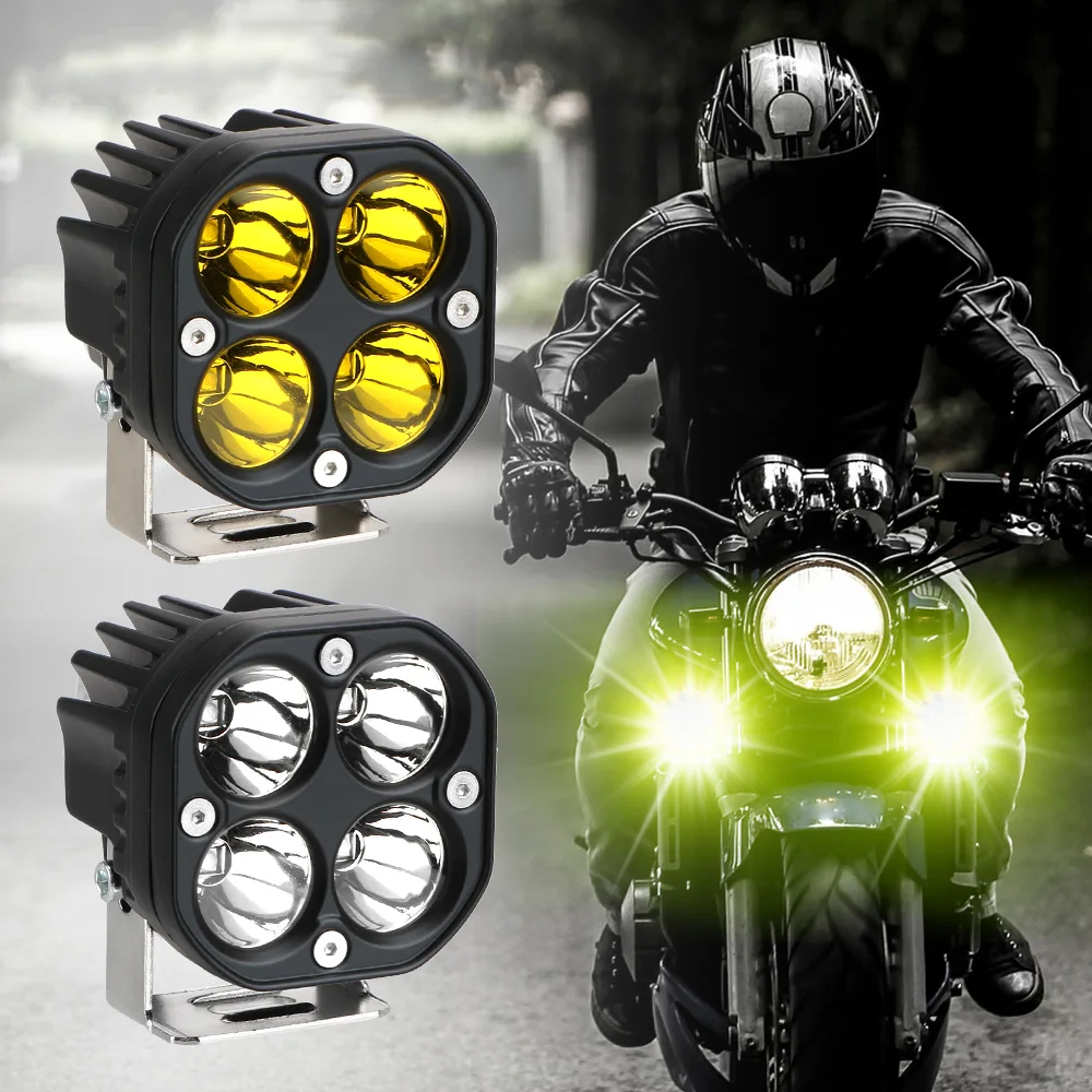 Motorcycle Driving Lights White/Yellow Car Fog Lamp 3 Inch Led Work Light Bar For 4x4 Offroad Tractors Square Spotlight