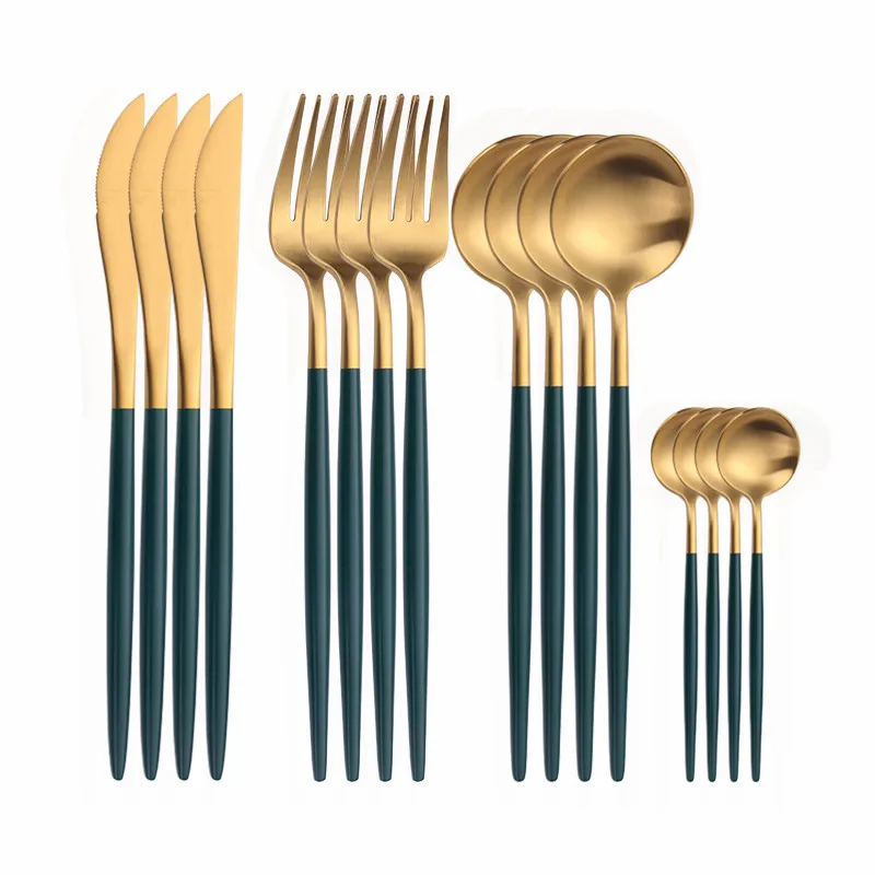 

Gold Stainless Steel Cutlery Complete Reusable Utensil Kit Fork Knife Spoon Dinner Set Cutlery Tableware Spoon and Fork Set