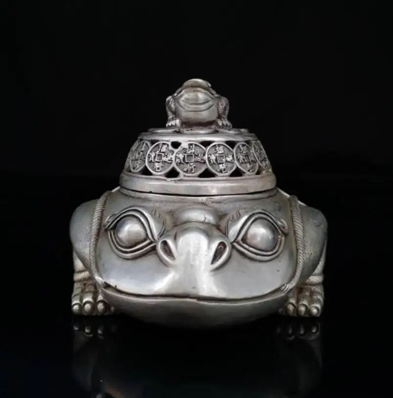 China White copper gold toad Incense burner crafts statue