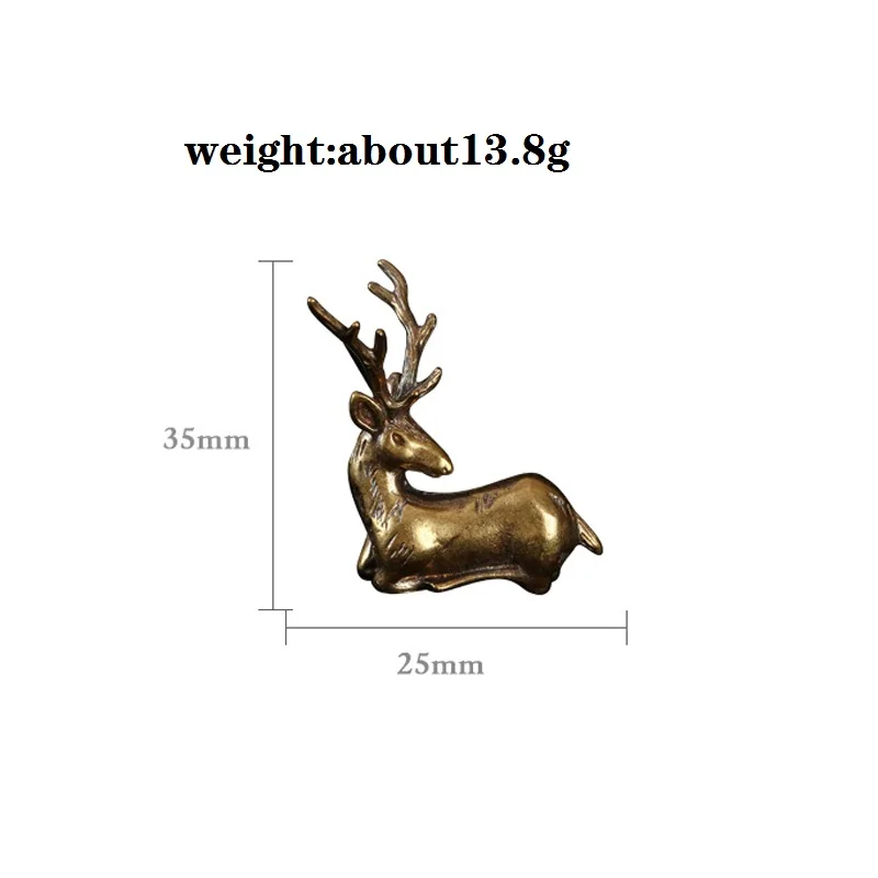 Retro Brass Christmas Elk Miniature Figurine Festival Decoration Accessories Mini Reindeer Statue Desktop Ornament Modern Decors