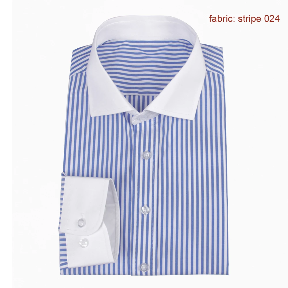 Custom Made Striped Shirt Men Mens Dress Shirts French Cuff,Bespoke Pinstripe Dress Shirt Slim Long Sleeve 100% Cotton Shirt