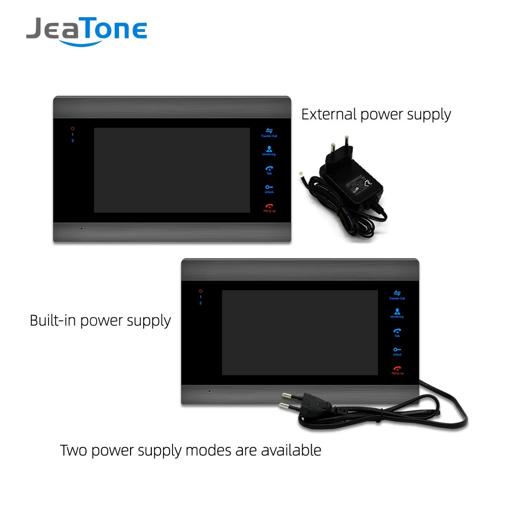 JeaTone Video Intercom for Home Street 1200TVL Wired Doorbell Camera and 7 Inches Screen with Dual Way Talk and Unlock Function