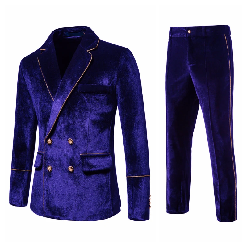 Men\'s High-end Velvet Suits  Dress Jacket Party Costumes Jacket and Pants