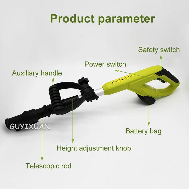 Portable Electric Grass Trimmer Handheld Lawn Mower Agricultural Household Cordless Weeder Garden Pruning Tool Brush Cutter 20V