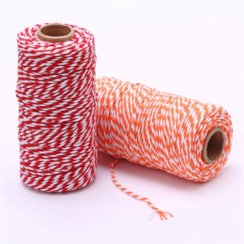 100Meter 2mm Cotton Bakers Twine String Cotton Cords Rope for Home Decor Handmade Christmas Gift Packing Craft DIY Gift Wrap