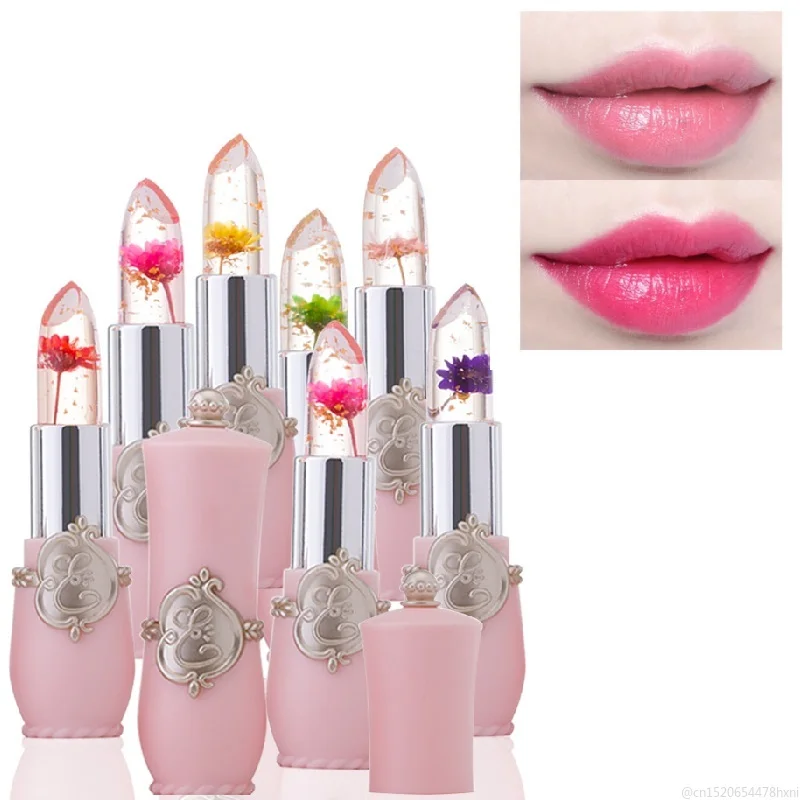 Flower Crystal Jelly Lipstick Magic Temperature Color Changing Lip Balm Moisturizing Long Lasting Beauty Lipstick Makeup