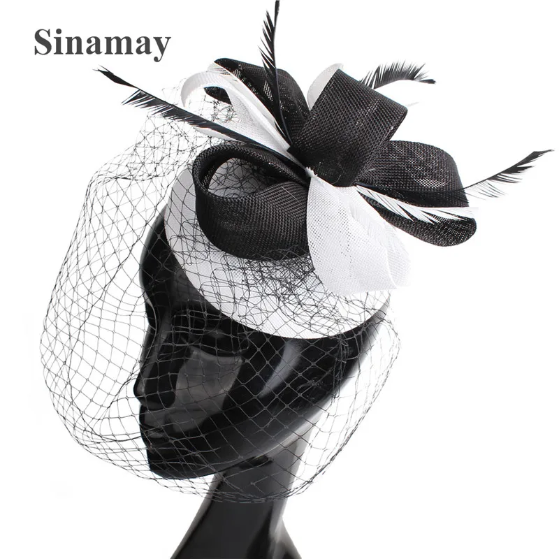 Frauen Fascinator Hut Nachahmung Sinamay Feder Tee Party Pillbox Blume Derby Milli nery Kirche Cocktail Kopf bedeckung neues Design – Detail 26