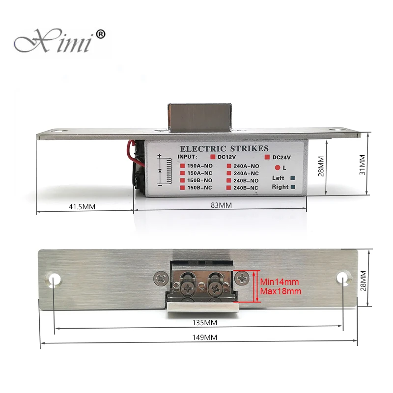 Cerradura de golpe eléctrica de acero inoxidable para sistema de Control de acceso, cerraduras electrónicas de puerta, a prueba de fallos, CC de 12V y 24V