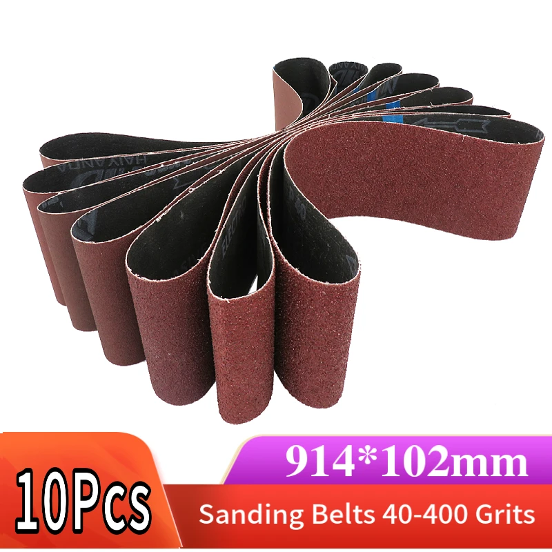 

10 Pcs/Set 914*102mm Sanding Belts 40-400 Grits Sandpaper Abrasive Bands For Sander& Grinders Wood Metal Plastic Polishing