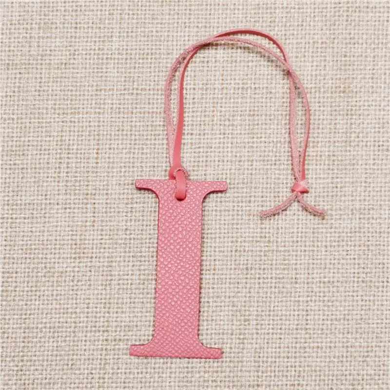 HIGHREAL Custom Made Luxury Genuine Leather Character Letter I Keychain Women Bag Charm Backpack Pendant image 5