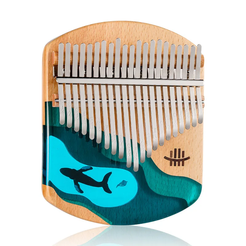 Hluru B high-end Thumb piano 17 21 Keys kalimba Beech Resin Wooden Musical Instrument Solid Wood Ocean Whale Dolphin Xylophone