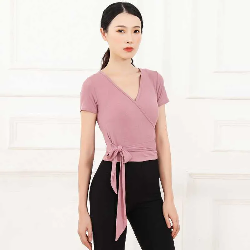 

Sexy V Neck Ribbed Cropped T-Shirt Women Elegant Short Sleeve Summer Tie Up Ruched Tshirt Streetwear Solid Slim Top 2021 New