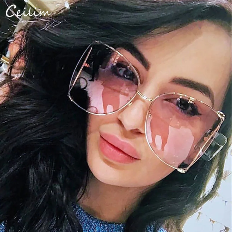 Fashion Oversized Sunglasses Women 2024 Brand Designer Big Square Sun Glasses Pearl Decoration Cat Eye Shades Butterfly Eyewear