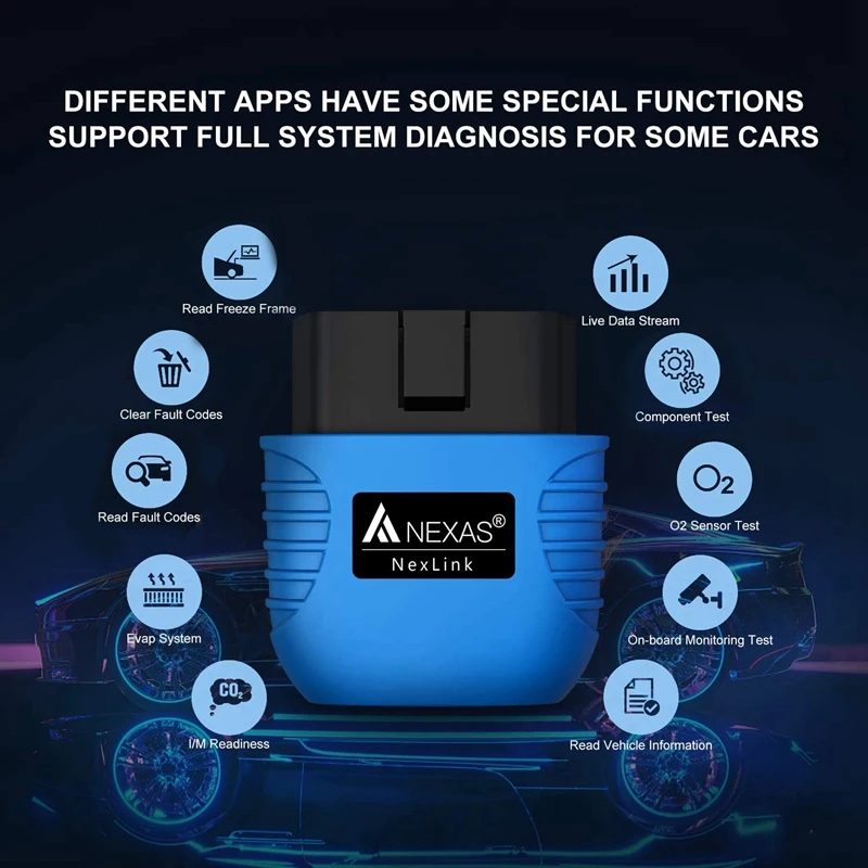 NEXAS NexLink Bluetooth 5.0 Diagnostic Scanner for IOS & Android & PC OBD2/EOBD Fault Code Reader Diagnostic Scan Tool