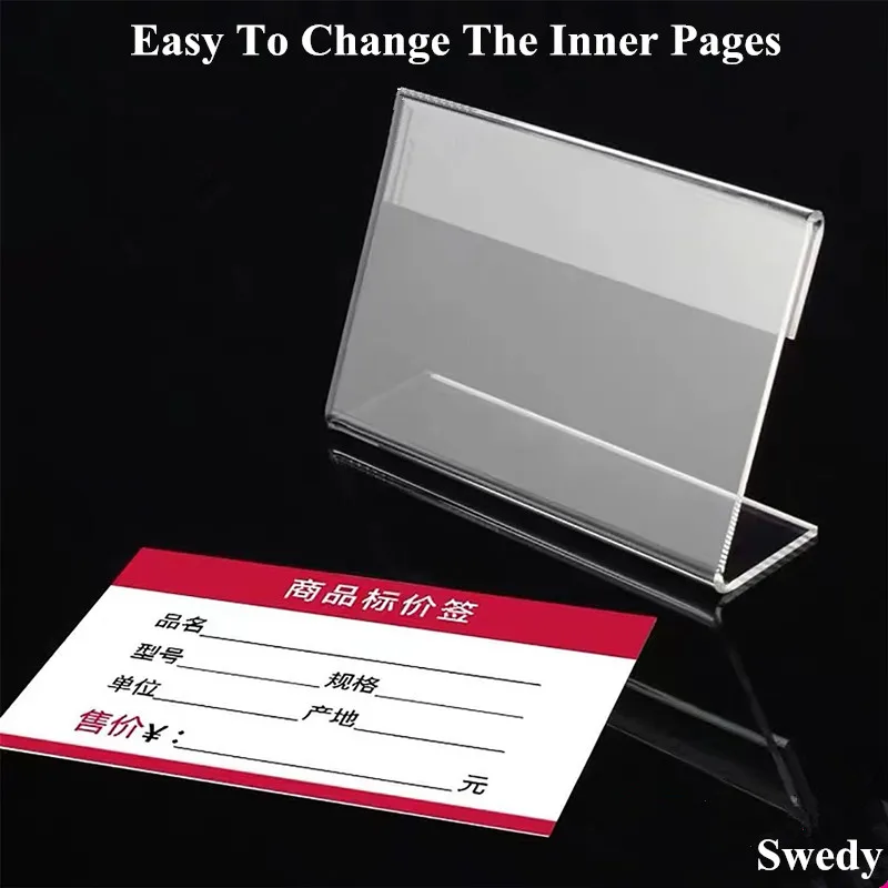 10 Pieces L Shape Mini Acrylic Sign Holder Display Stand Price Name Label Card Tag Holder Case