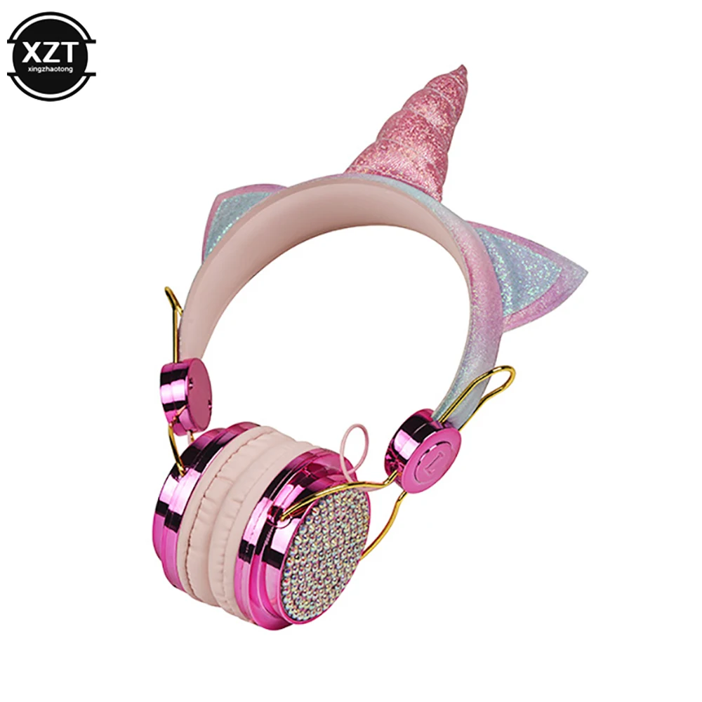 Cute Unicorn Wired Headphone With Microphone Girls Daugther Music Stereo Earphone Computer Mobile Phone Gamer Headset Kids Gift