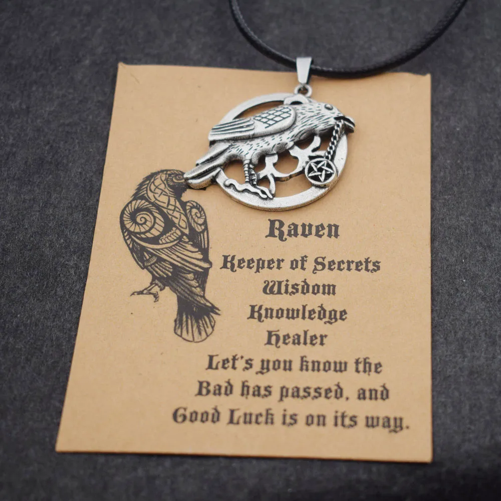 SanLan 1pcs Norse Viking Odin's Raven Pendant Raven necklace inspirational jewelry with meaning