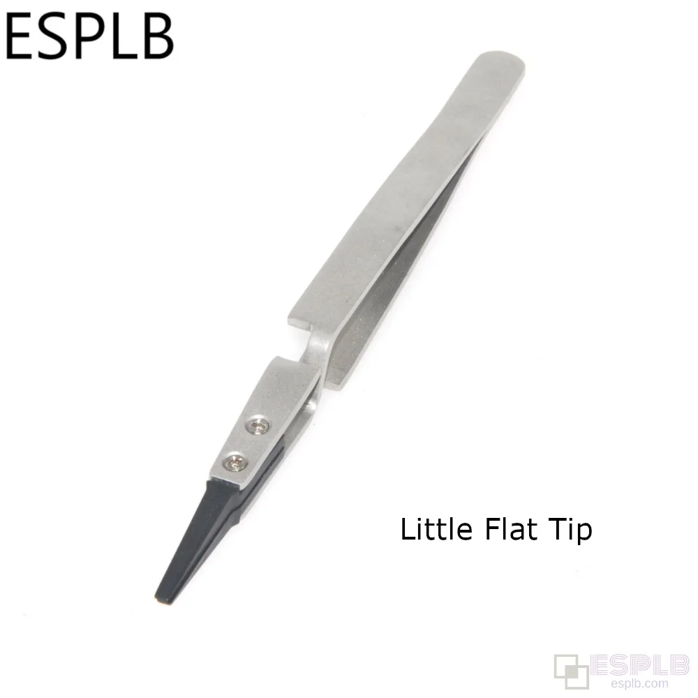 5 teile/satz Schwarz/Silber Reverse Pinzette Edelstahl Griff Kunststoff Spitze Präzision Pinzette Gebogene/Flach/Gerade Spitze pinzette – Detail 12
