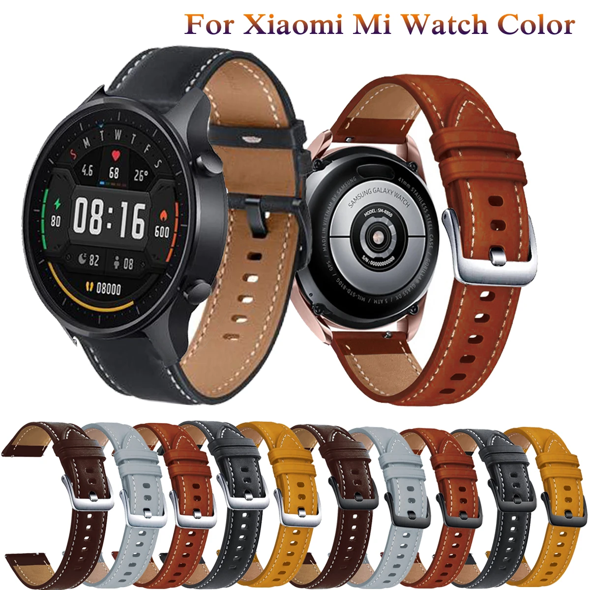 22mm Leather Strap Watchband Wristband For Xiaomi MI Watch Color Wriststrap Quick Releas Bracelet For Amazfit GTR 2e / GTR 47mm