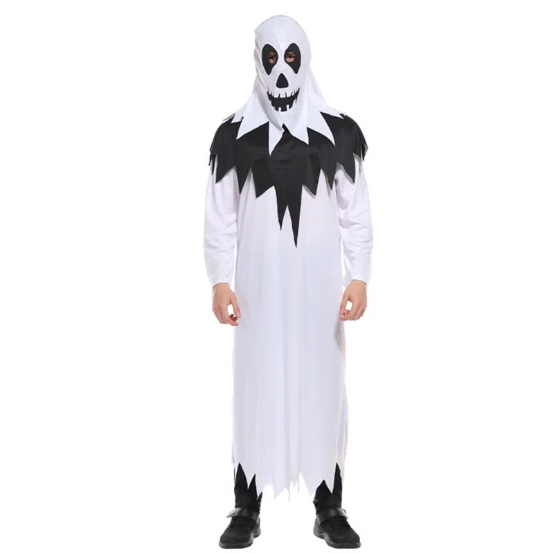 Uomini White Ghost spaventoso Cosplay adulto Halloween Hell Devil Demon Costumes Carnival Purim Parade Masquerade Nightclub Party Dress