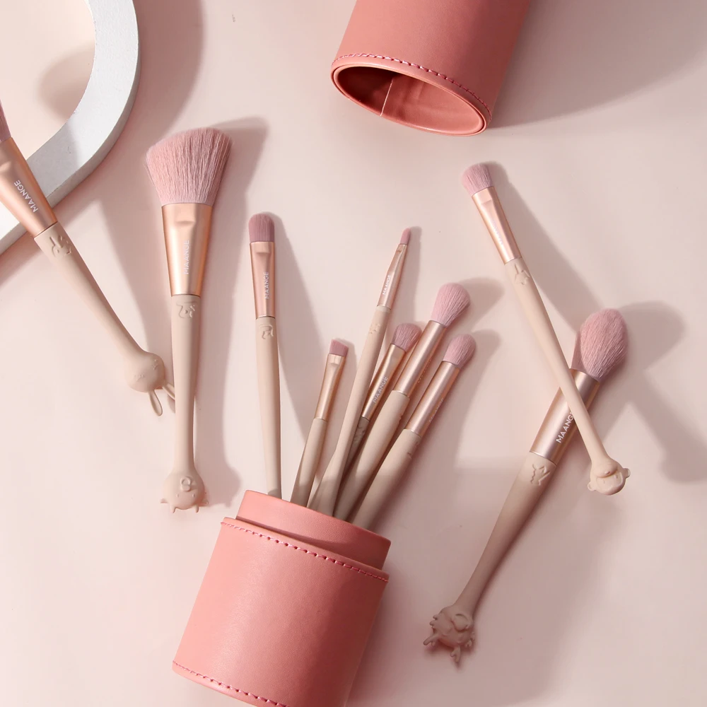 MAANGE 1pcs Makeup Brushes Cylinder PU Leather Pouch Travel Organizer Brushes Cosmetic Case Empty Portable Holder Make up Bucket