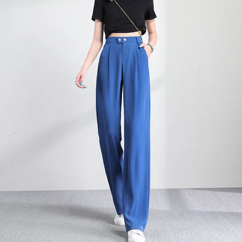 

Women Pants Office Lady Formal Spring/Autumn Full Length Straight Button Fly Elastic Wasit Simple All-match Women Pants