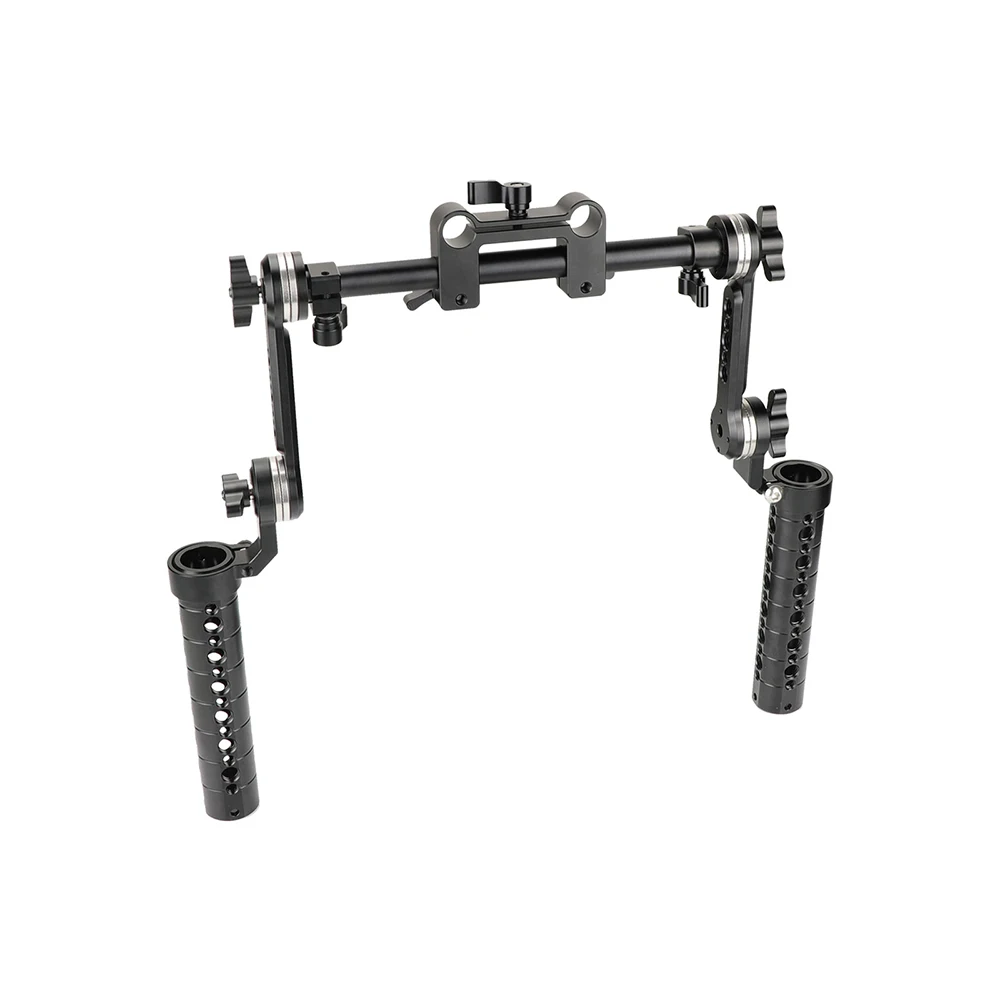 HDRiG Shoulder Mount Rig Kit With ARRI Style Rosette Hand Grips and Extension Arm Dual 15mm LWS Rod Clamp For DSLR Camera Photo