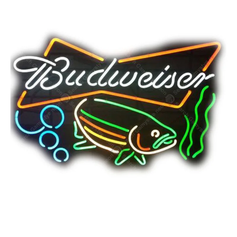 

Neon light Signs Budwei Fish Neon Bulb sign Lamp Handcrafted Beer Bar PUB Business Room Decor neon Letrero Neons enseigne lumine