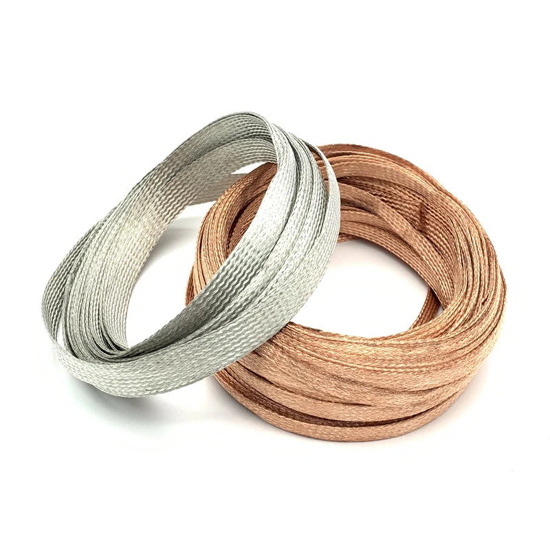 2/5M Copper Braided Sleeve Tinned Plating Expandable Screening Signal Wire Cable Shielded Metal Sheath width 2mm 4 6 8 10~28 mm