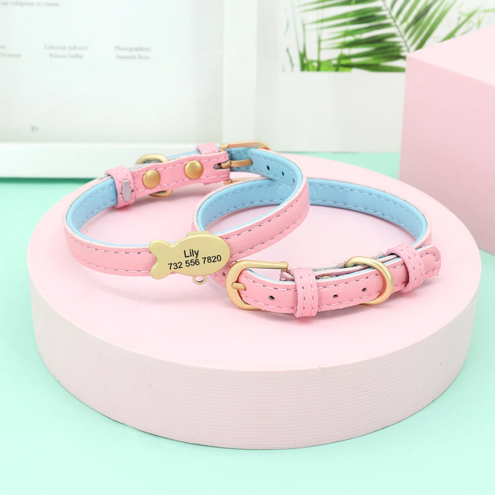 Cute Custom Cat Collar Personalized Cat Collar For Small Dogs Cats Kitten Puppy Nameplate Collars Free Engraving Accessories