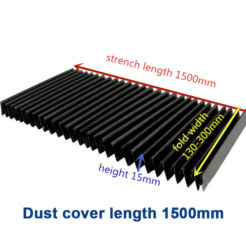 Soffietto 130-300mm lunghezza 1500mm binario di copertura protettiva scudo telescopico protezione della macchina copertura antipolvere panno a prova