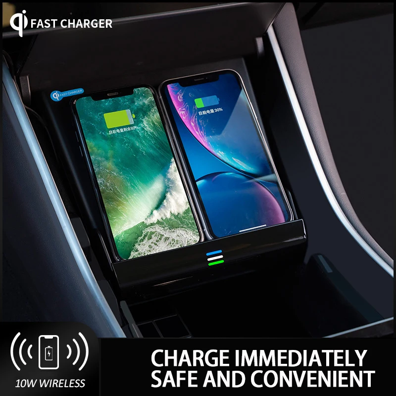 Original Style Car Wireless Charger For Tesla 3 Model3 Central Control Board Dual 10W Fast Charger Both Wireless And USB Charge