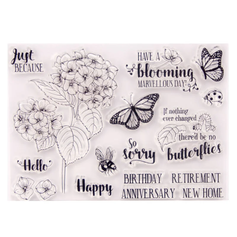 Spring Flowers Transparent Clear Silicone Stamp Seal DIY Scrapbook Rubber Stencil Embossing Diary Decor Office School Supplies