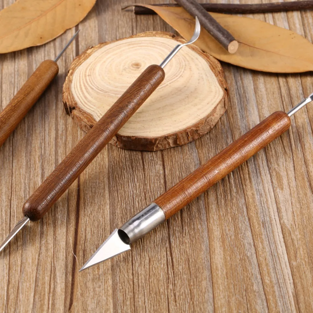 Herramientas de tallado de arcilla afilada, moldeadores de cerámica con mango de madera, herramientas de tallado de escultura de arcilla, 6 piezas por juego