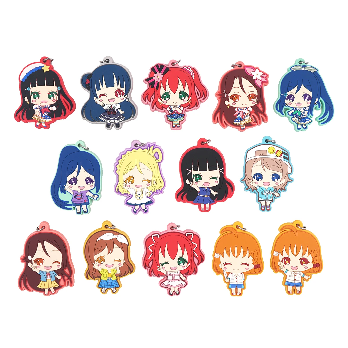 Love Live Sunshine Anime Lovelive Aqours Yoshiko Ruby Chika Hanamaru Dia Kanan Mari Game Cute Rubber Keychain