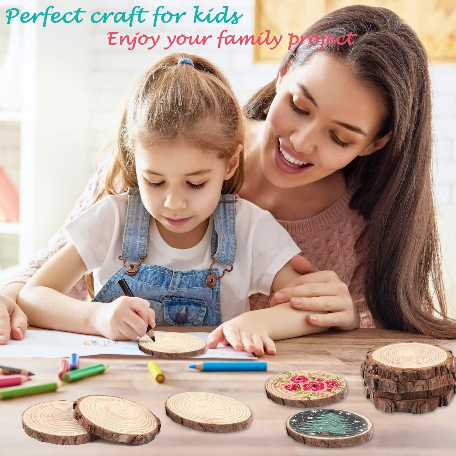 3-16CM Thick Natural Pine Round Unfinished Wood Slices Circles With Tree Bark Log Discs DIY Crafts Wedding Party Painting 1-10pc