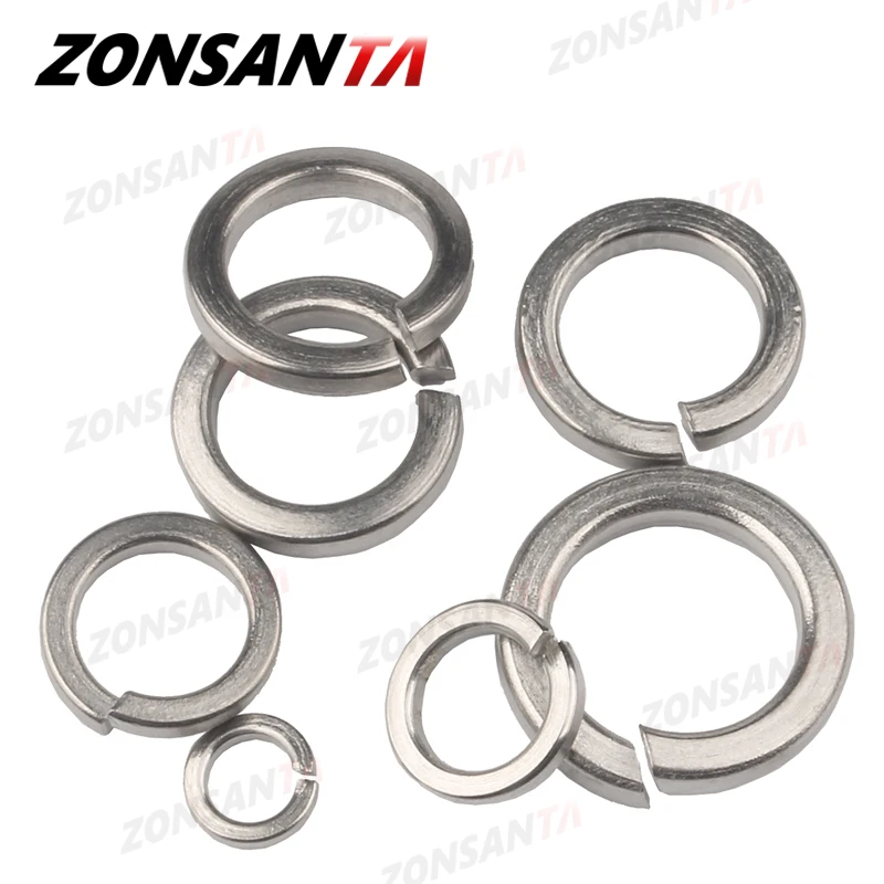ZONSANTA A2 304 Podkładka zabezpieczająca ze stali nierdzewnej z dzieloną sprężyną Elastyczna uszczelka M1.6 M2 M2.5 M3 M4 M5 M6 M8 M10 M12 M16 M20 GB93 — zdjęcie 6