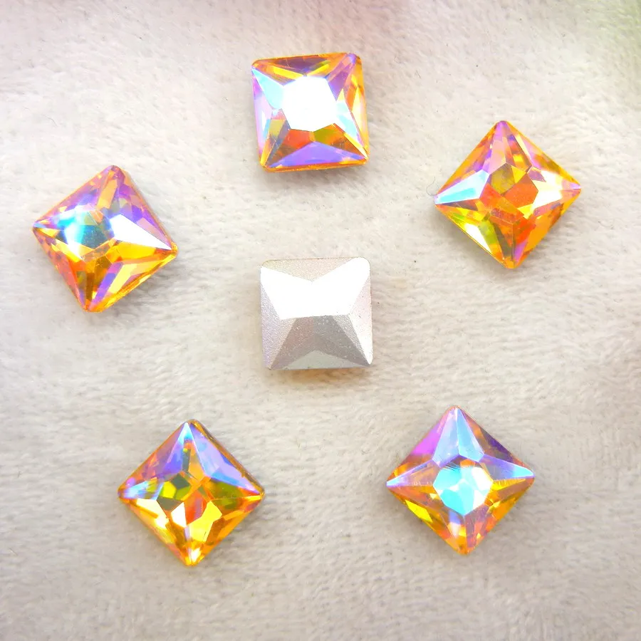AB Farben 8mm 10mm 12mm Ausgefallene Quadratische Form Klebe-Glaskristalle Strass Handwerk Ornament Zubehör DIY Verzierung – Detail 18