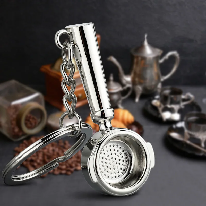 

Alloy Coffee portafilter Pendant Fashion Keychain Charm Coffee Series Keyring Decoration Bag Car Key Holder Gift Hanging Crafts