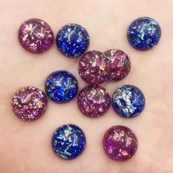 35Pcs 12mm Resin Glitter Gold Silver Foil Filled Round Gem Flatback Cabochon Rhinestone Scrapbook DIY Wedding Applique Ornaments