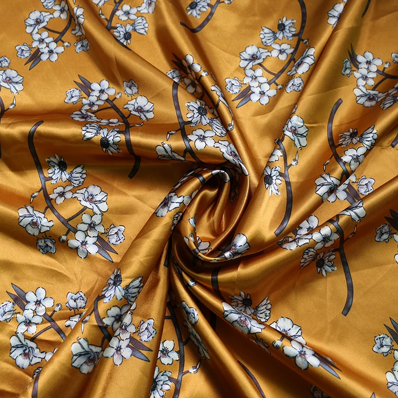 By Meter Blumen-Satin-Stoff, glänzend, weich, Schal, Hemd, Nachtwäsche, Material Charmeuse – Detail 18