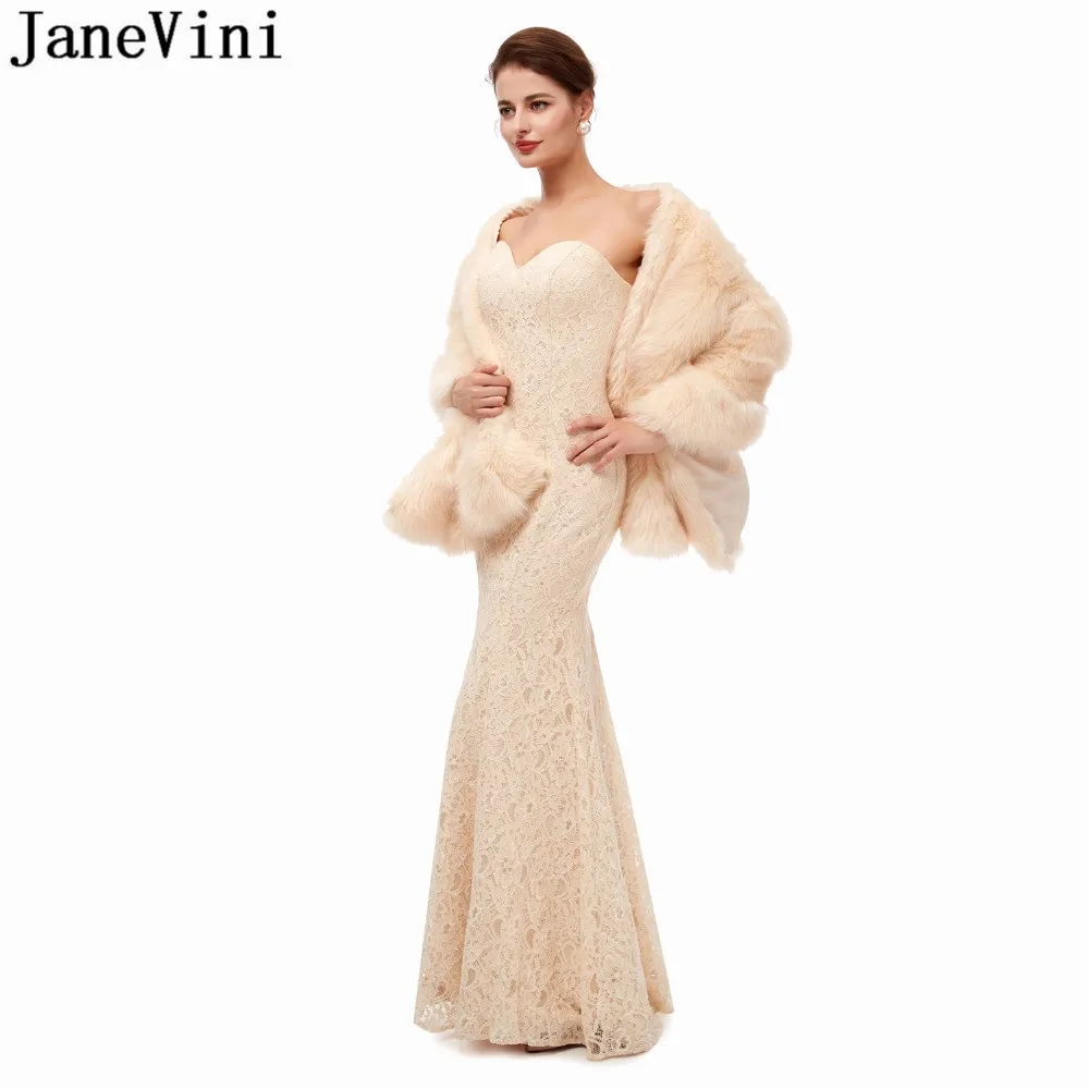 JaneVini-chal de piel sintética para mujer, chaqueta elegante de color champán para boda, capa Formal, invierno, 2021